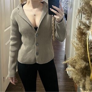 Index Taupe Hooded Button-Front Knit Cardigan